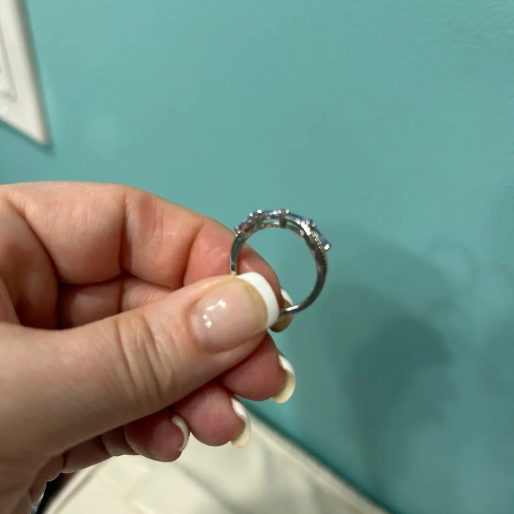 Rare Blue Tanzanite Silver Ring SZ 6 - Picture 4 of 8